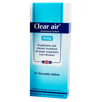 CLEAR AIR 4 MG ( MONTELUKAST ) 14 CHEWABLE TABLETS